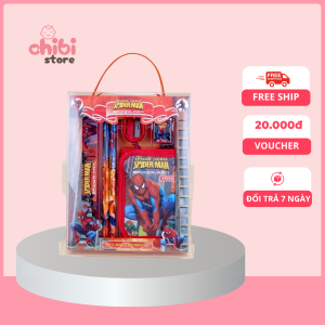 Bộ dụng cụ học tập 7 món cho bé nhiều mẫu Chibi Store, quà tặng cho bé trai bé gái hộp bút, hộp màu, bút chì, thước kẻ
